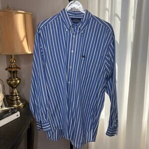 Men's Dress Faconnable Shirt Relaxed Fit Multicolor Stripped Shirt Size Large